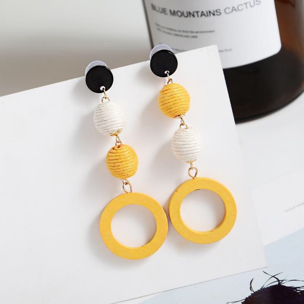 !! 5 FOR $25 !! Vintage Linen and Wood Earrings